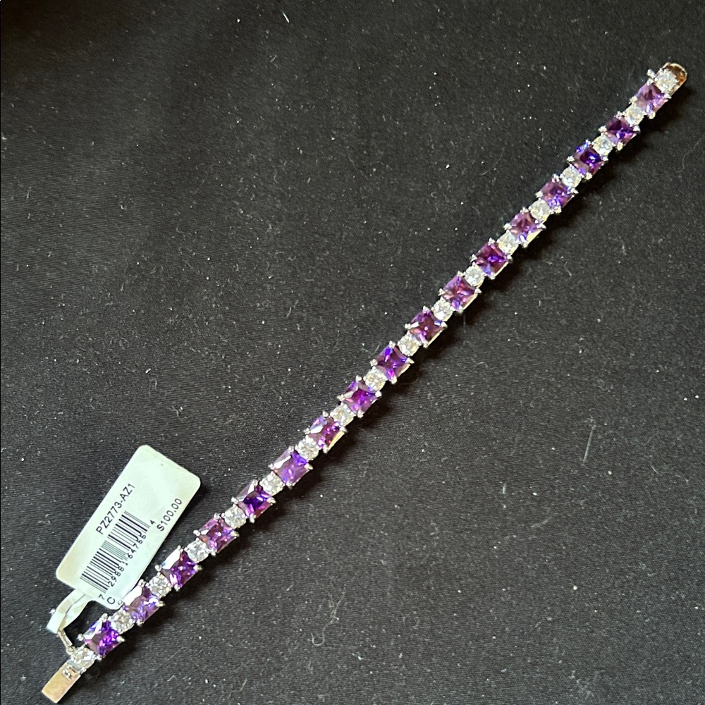 Chic Purple and Silver Gemstone Bracelet